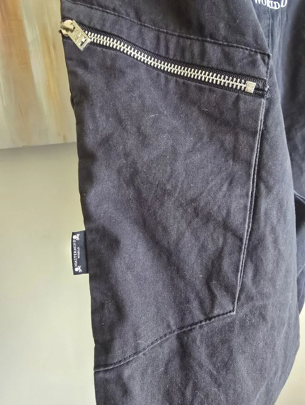 Mastermind World Black Cargo Jogger Pants Skull Embroidered Men's L 32-38x27
